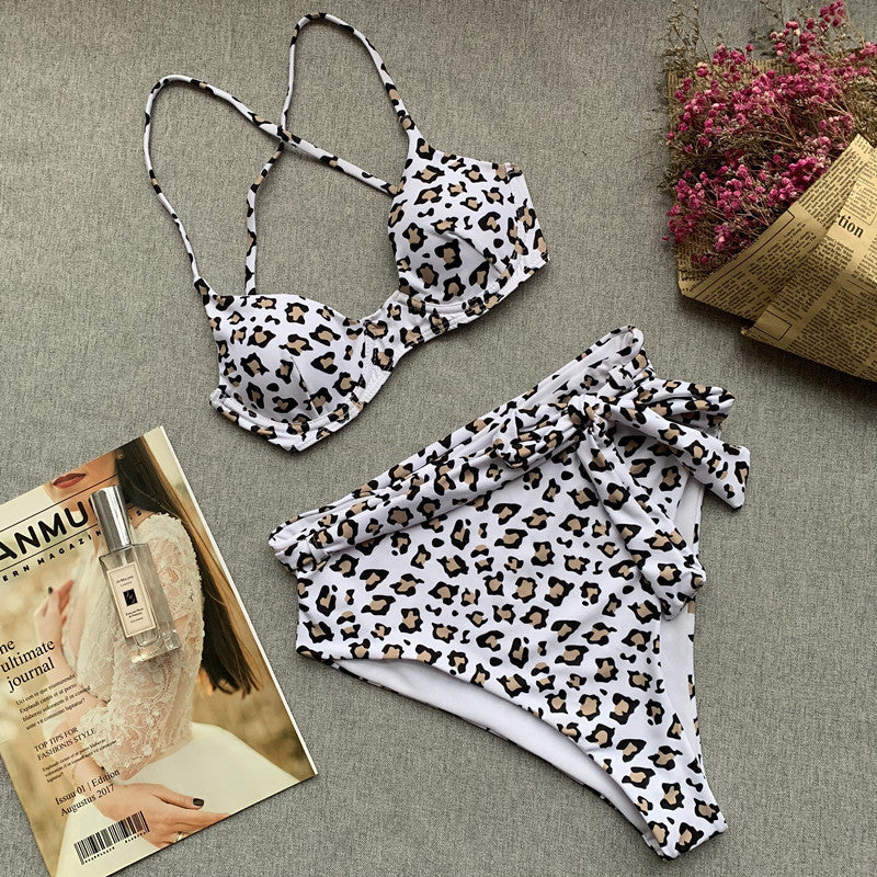 High Waist Leopard Swimsuit